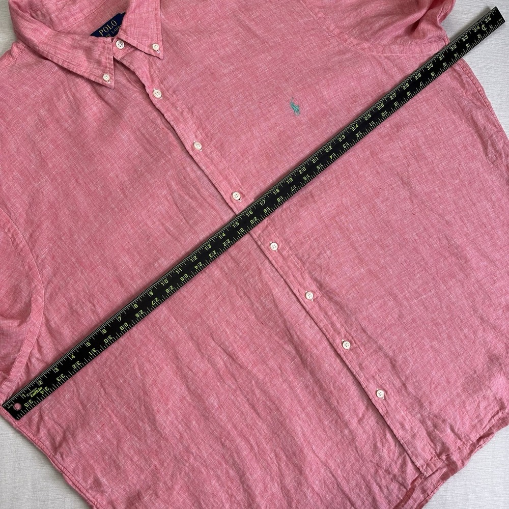Polo Ralph Lauren Linen Long Sleeve Button Down Shirt Big & Tall Men 3XB Pink - Picture 10 of 11